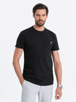 Men's knitted T-shirt with patch pocket - black V5 S1621