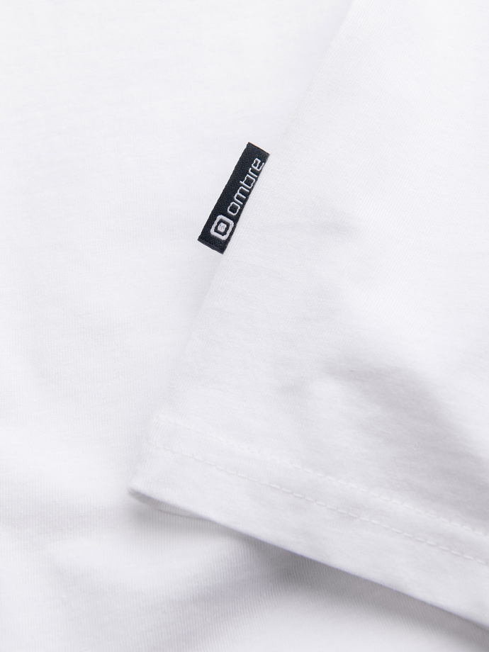 Longsleeve męski bez nadruku z dekoltem w serek - biały V3 OM-LSBL-0108