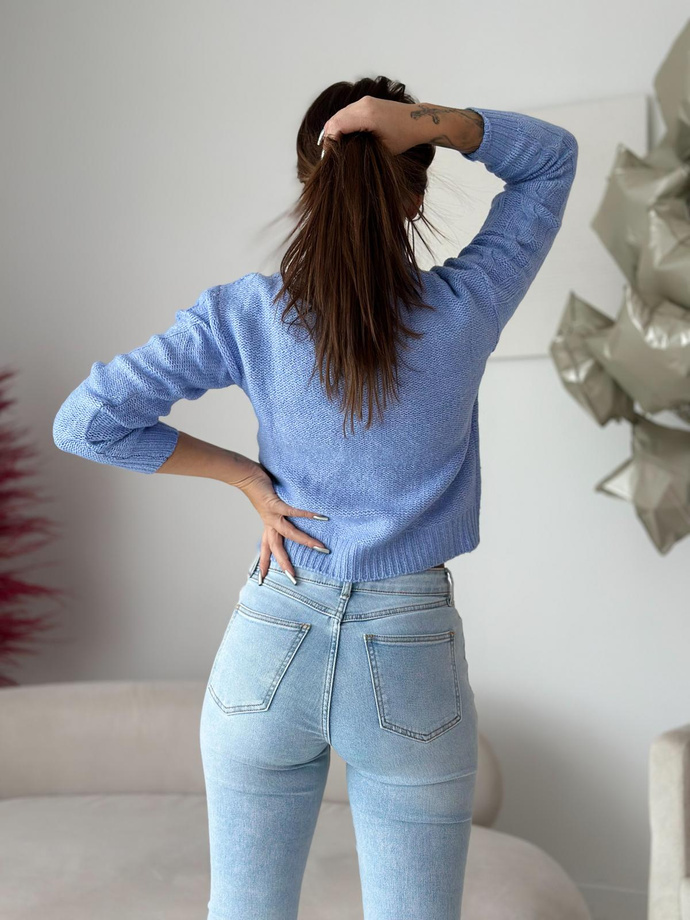 Sweter damski ELR023 - niebieski