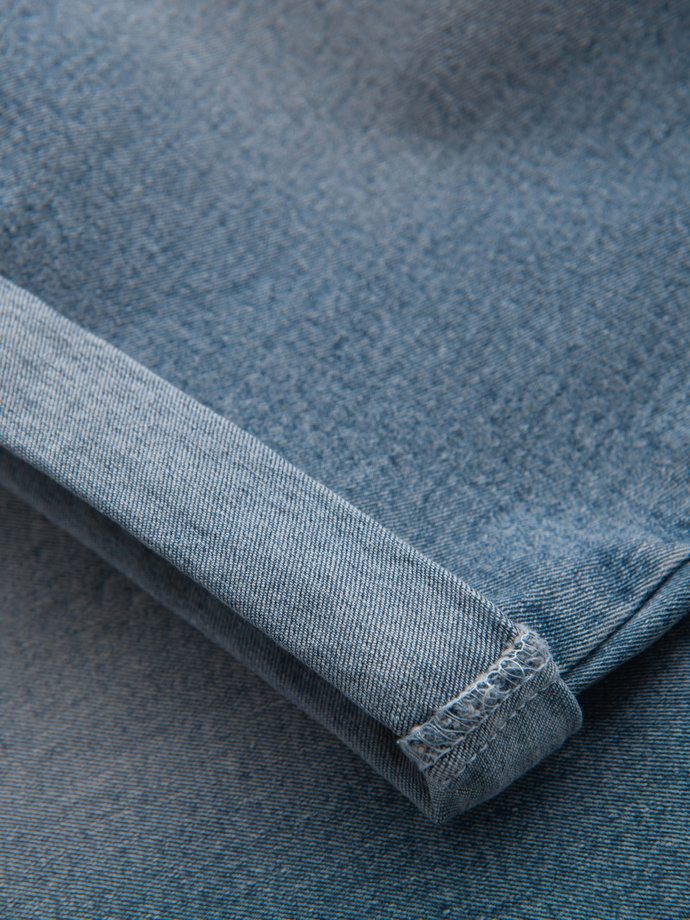 Szorty jeansowe męskie z podwiniętą nogawką - jasnoniebieskie V1 OM-SRDS-0164