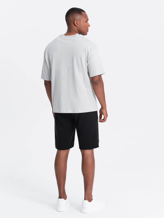 Men's short ottoman knit sweat shorts - black V4 OM-SRSK-0150