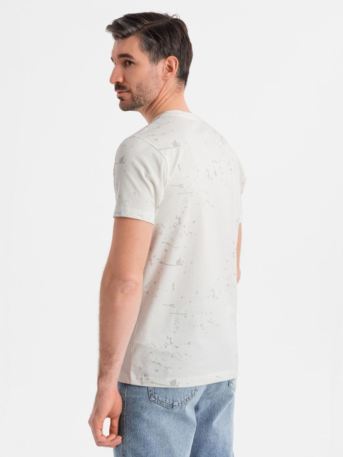 Men's printed t-shirt with round neckline - white V1 OM-TSFP-0187