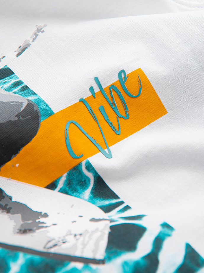 Summer Vibe printed men's cotton tank top - white V2 OM-TSTT-0191