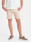 Men's denim classic shorts with rolled up leg - cream V2 OM-SRDS-0162