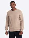 Men's mélange structured knit sweater - sand V3 OM-SWSW-0142