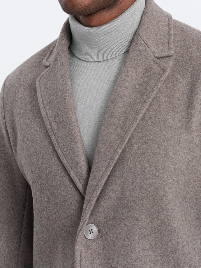 Men's lightweight single-breasted coat - light brown V4 OM-COWC-0104