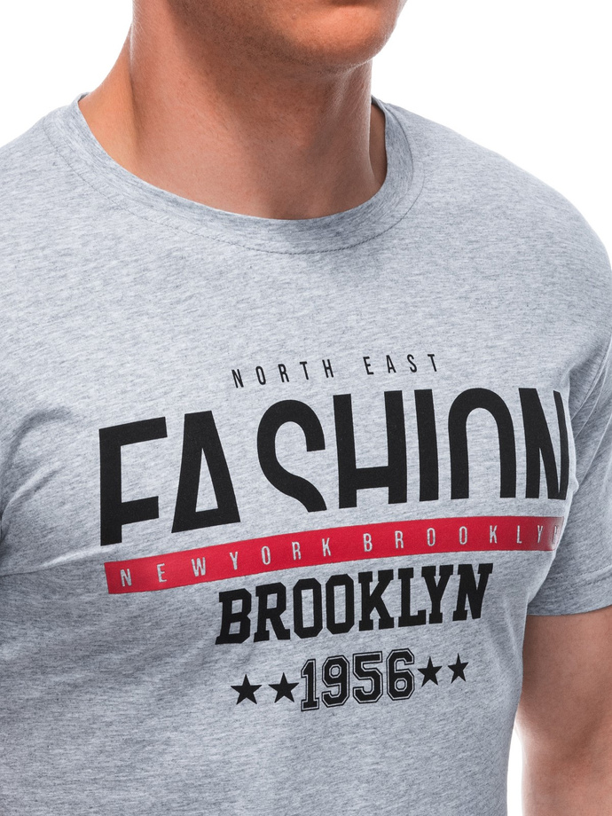 T-shirt męski z nadrukiem S1933 - szary