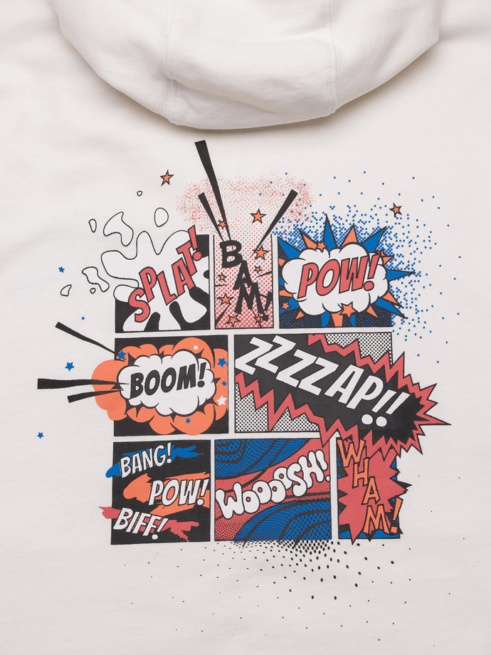 Bluza męska hoodie z nadrukiem na plecach - ecru V3 B1357