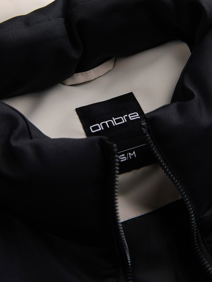 Męski pikowany bezrękawnik w kontrastowych kolorach - kremowy V1 OM-JAVJ-0161