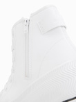 Men's high-top sneakers with zipper for easy on - white V2 OM-FOTH-0184