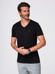 Męski T-shirt V-NECK z elastanem - czarny V3 OM-TSCT-0106