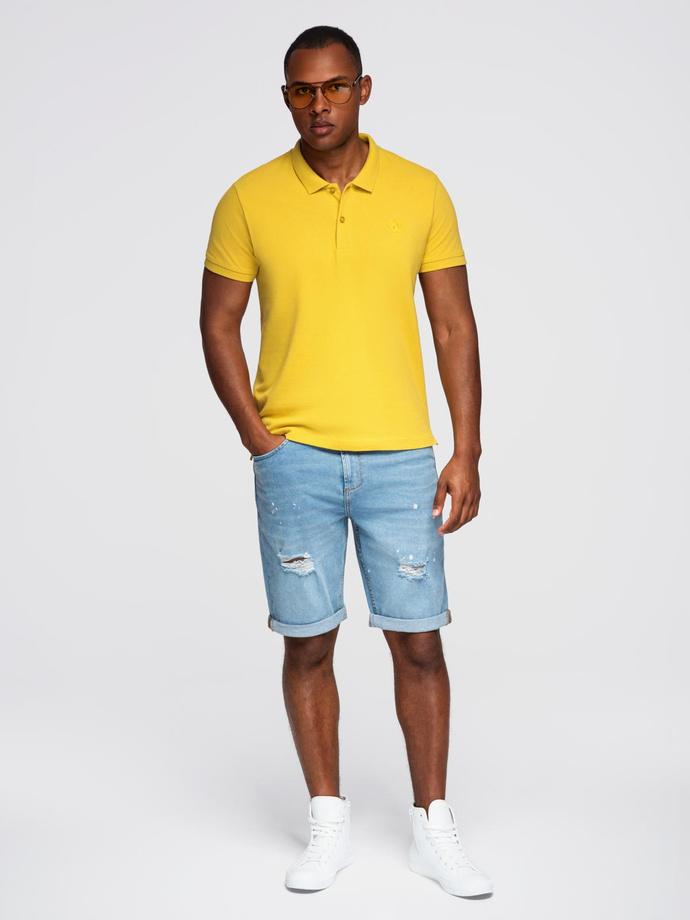 Men's pique knit polo shirt - yellow S1374