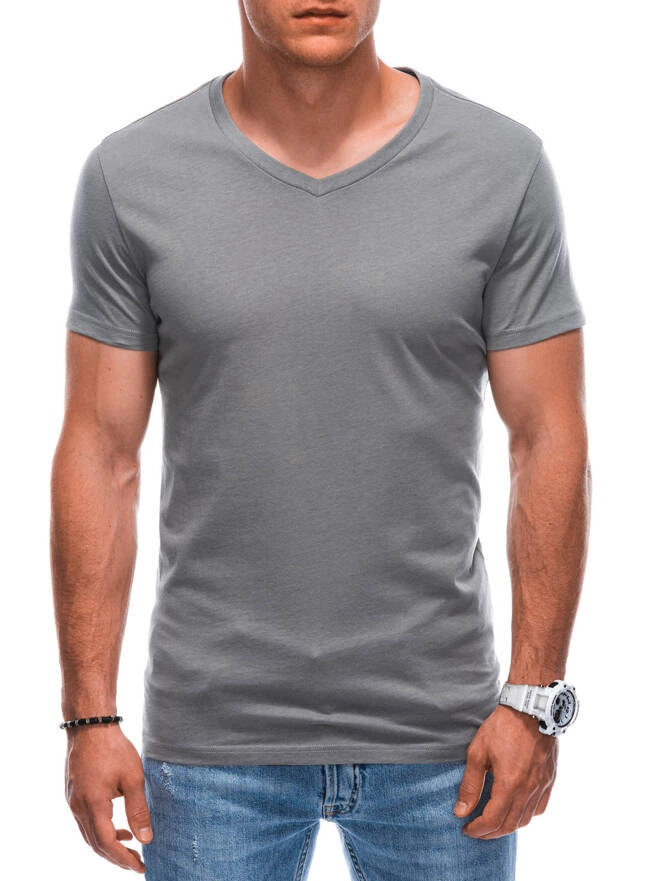 Men's basic V-neck t-shirt EM-TSBS-0101 - gray V8