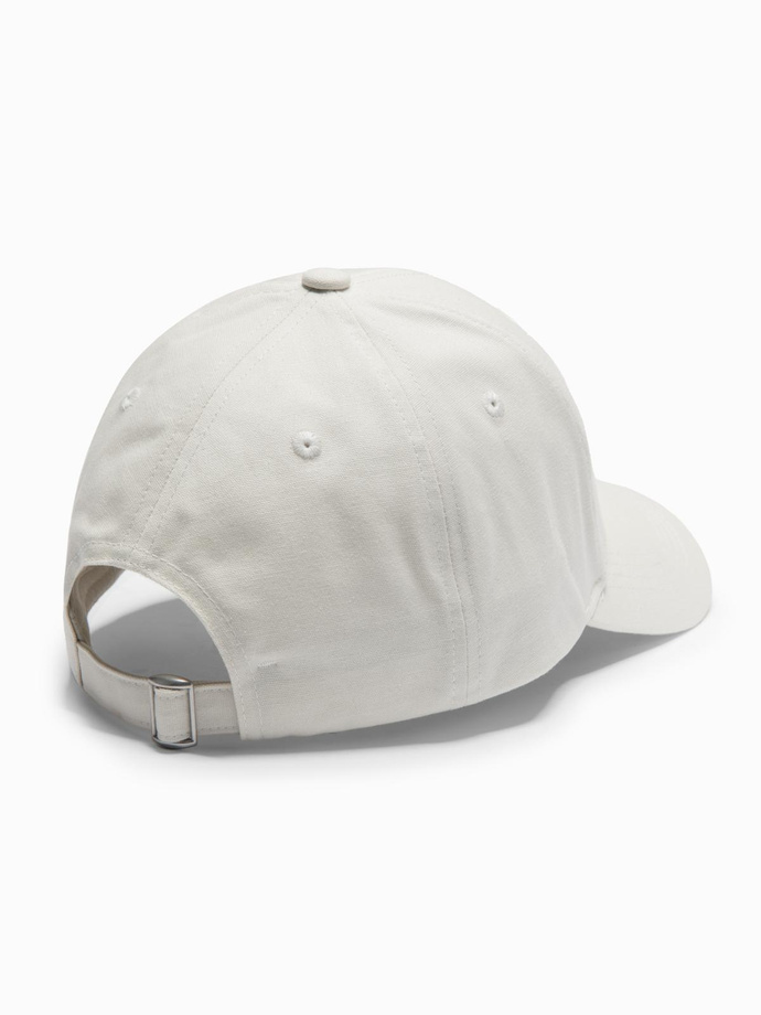 Men's baseball cap with visor and rectangular patch - cream V2 OM-ACCS-0104