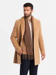 Single-breasted long men's suit style coat - light brown V3 OM-COWC-0105