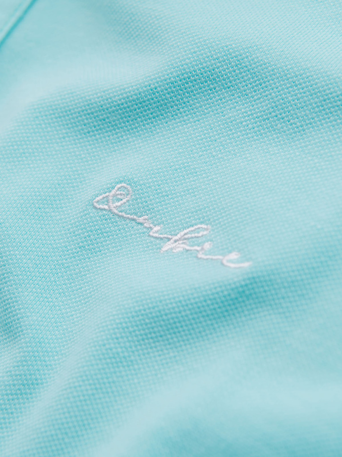 Cotton pique knit polo shirt - blue V2 OM-POSS-0103