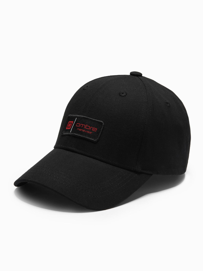 Men's baseball cap with patch - black V1 OM-ACCS-0103