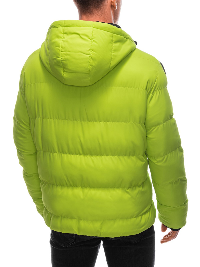 Kurtka męska zimowa pikowana - limonkowa V9 EM-JAHP-0101