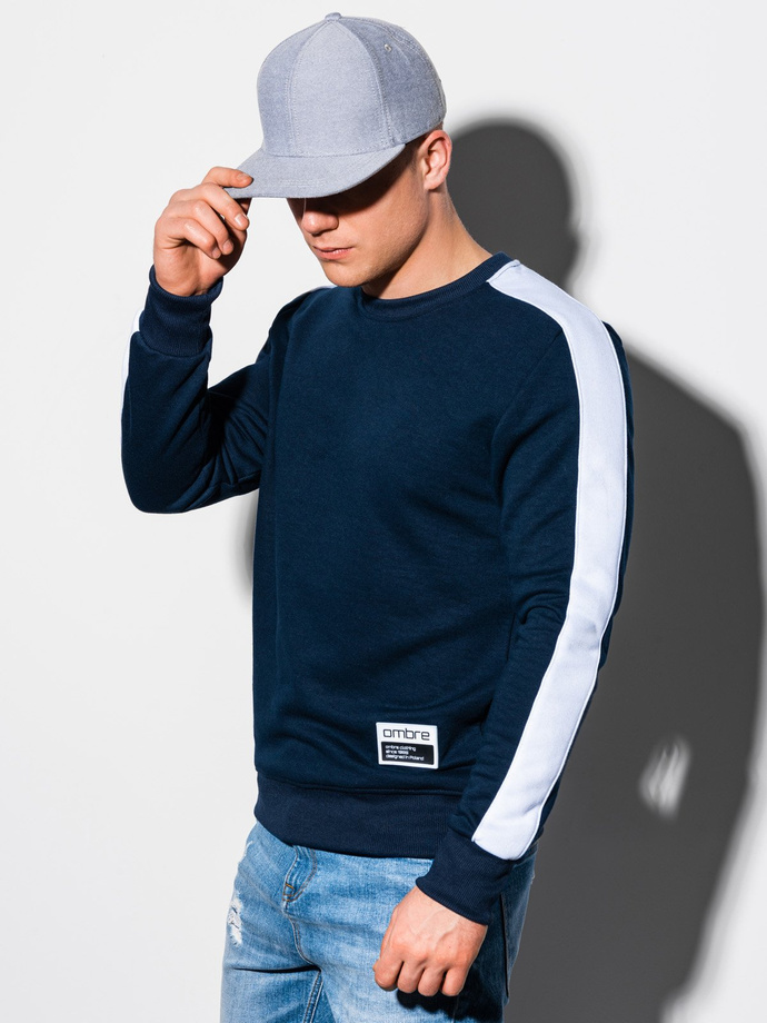 Men's hoodless sweatshirt OM-SSNZ-22FW-010 - V2 navy blue