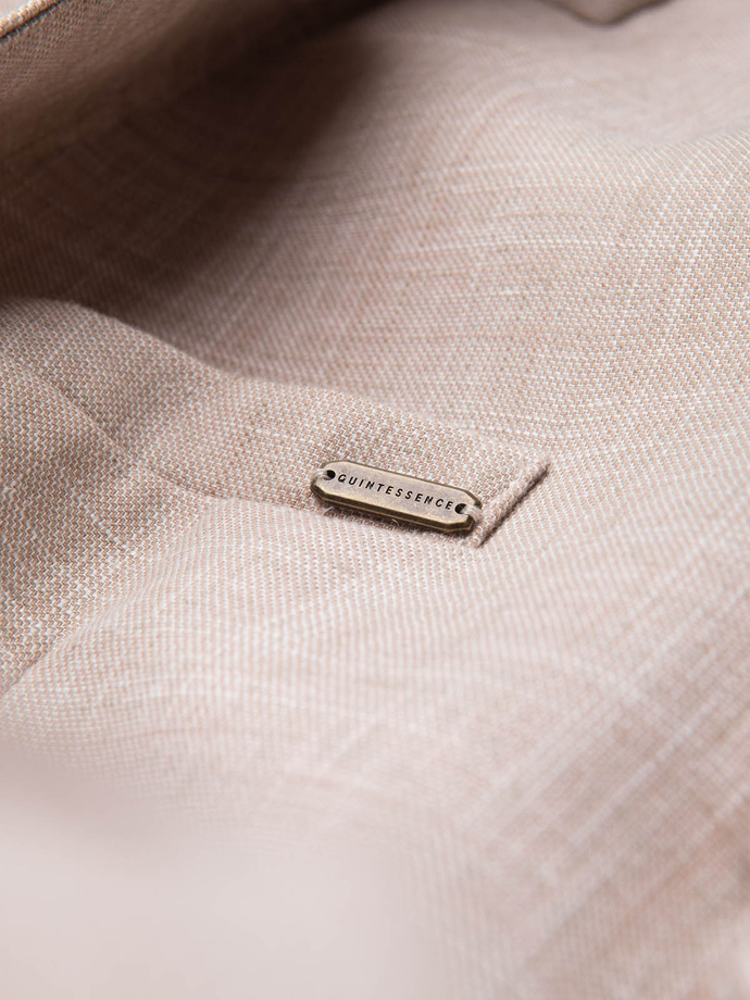 Men's REGULAR cut jacket with linen - light beige V2 OM-BLZB-0128