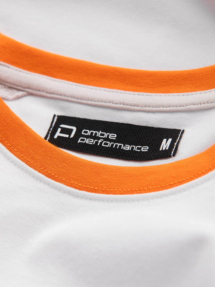 T-shirt męski bawełniany z reglanem - szaro-biały V2 S1623