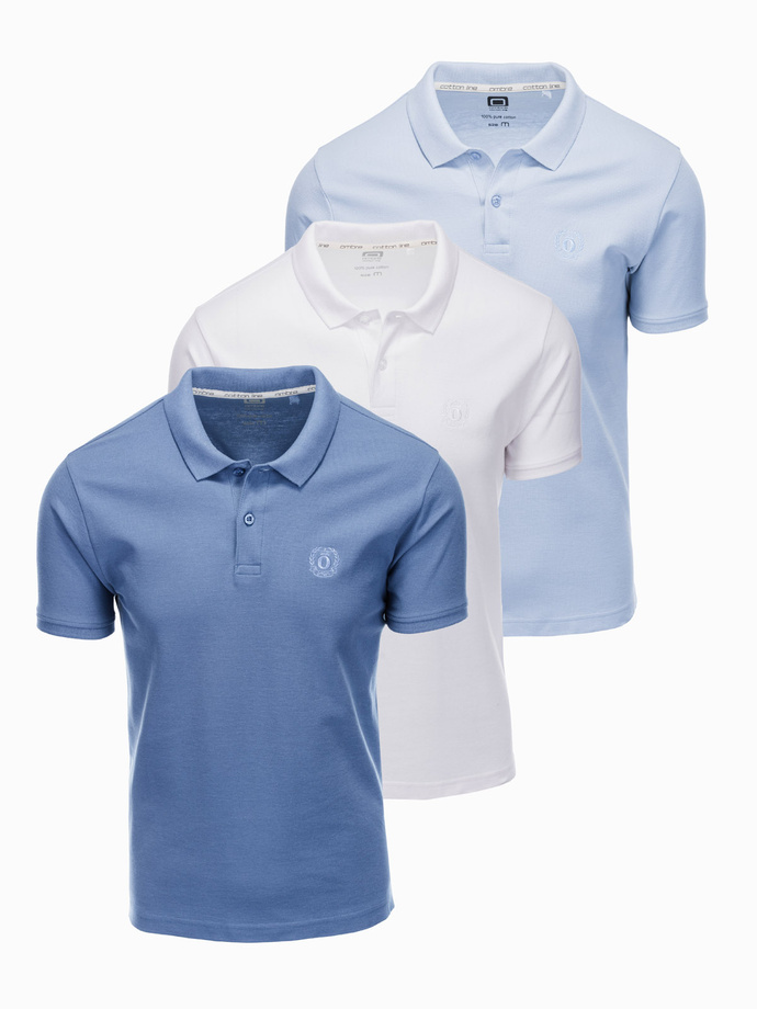 Set of men's pique knit polo shirts 3-pack - mix V13 Z28