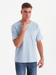 Męski t-shirt LOOSE FIT z kieszonką – błękitny V4 OM-TSCT-0171