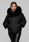 Women's insulated jacket with fur OW-JAHP-0102 v1 - black