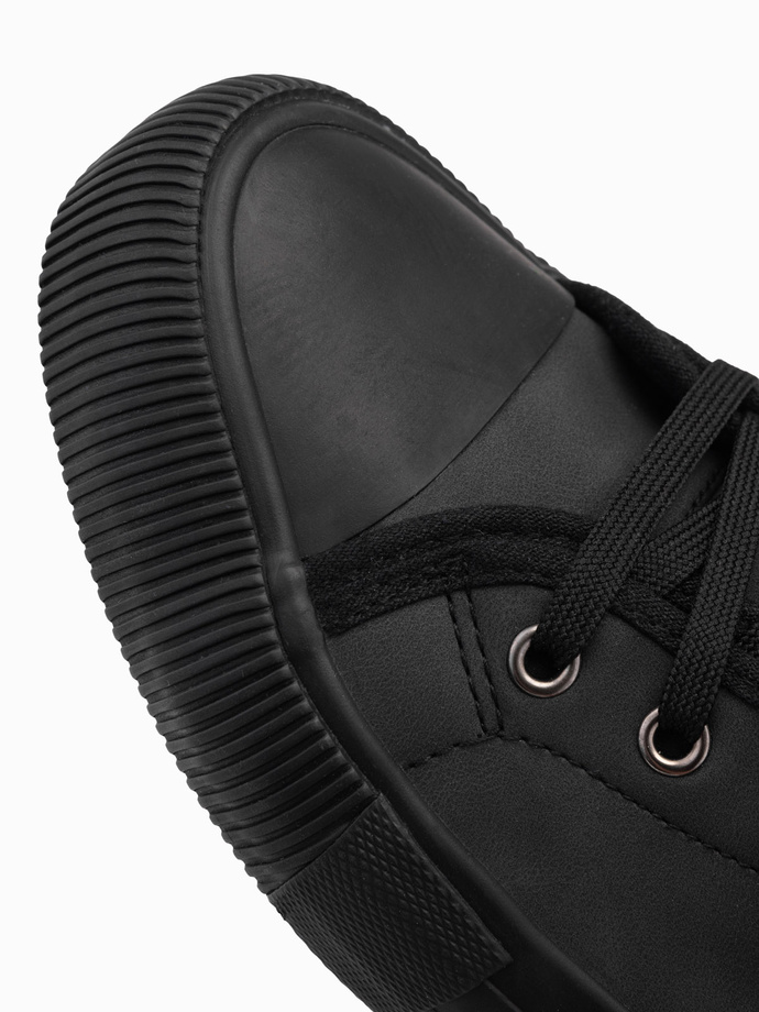 Men's high-top sneakers with decorative upper - graphite V4 OM-FOTH-0158