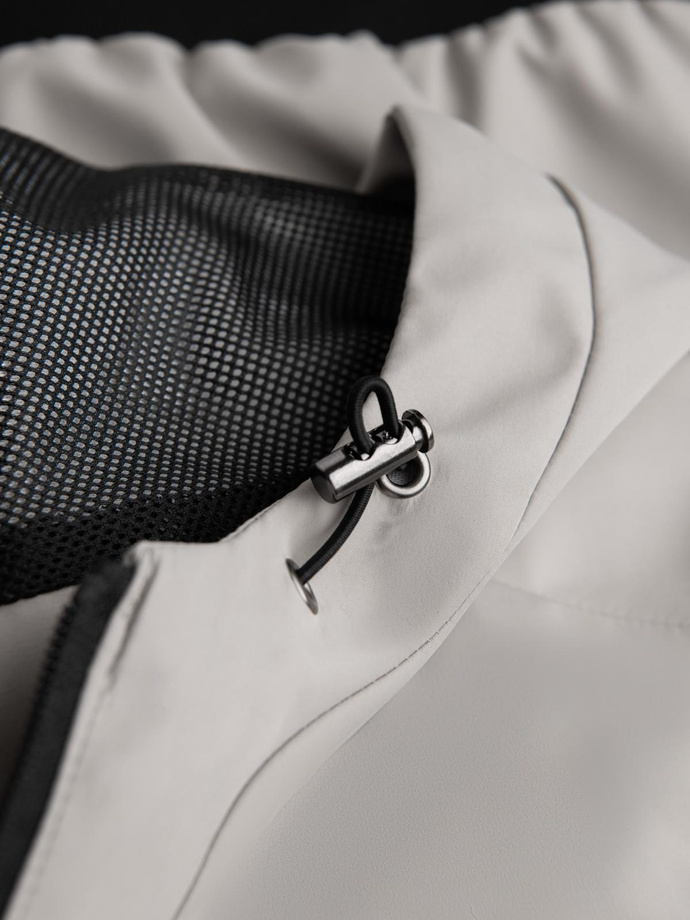 Men's lightweight jacket with mesh lining and hood - grey V6 OM-JANP-0149