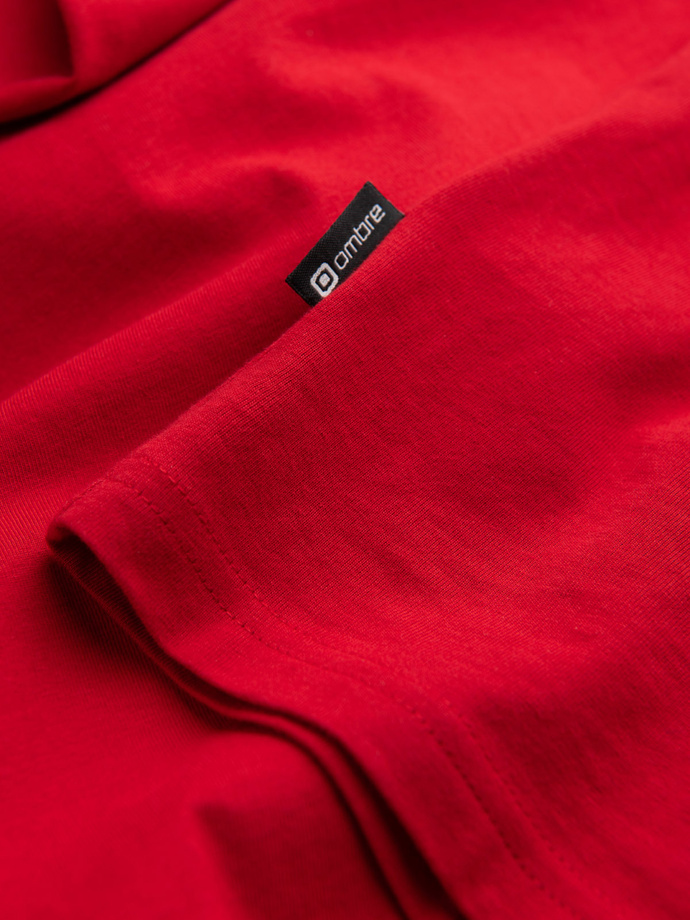 Longsleeve męski BASIC z okrągłym dekoltem - czerwony V5 OM-LSBL-0106