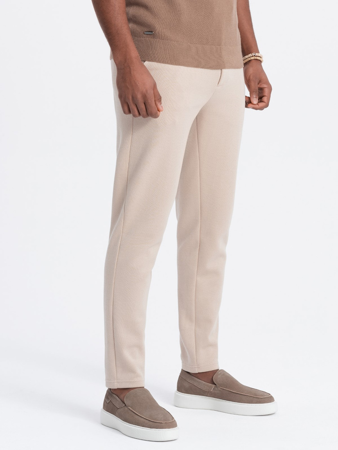 CARROT men's pants in structured two-tone knit - beige V2 OM-PACP-0168