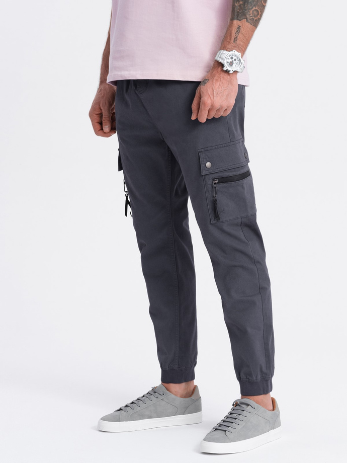 Men's JOGGER pants with zippered cargo pockets - graphite V3 OM-PAJO-0125