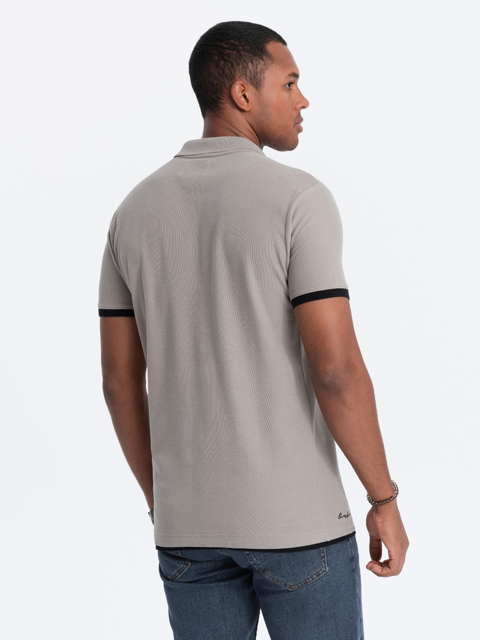 Men's cotton polo shirt - light brown S1382
