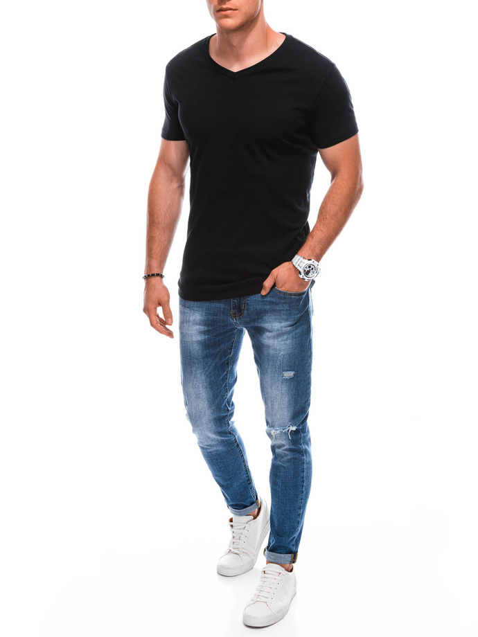 Men's basic V-neck t-shirt EM-TSBS-0101 - black V1