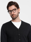 Monochrome knitted men's viscose cardigan - black V2 OM-SWCD-0126 