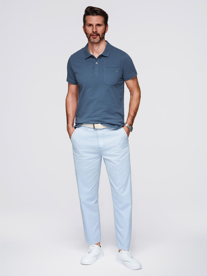 Men's polo t-shirt with decorative buttons - dark blue V8 S1744