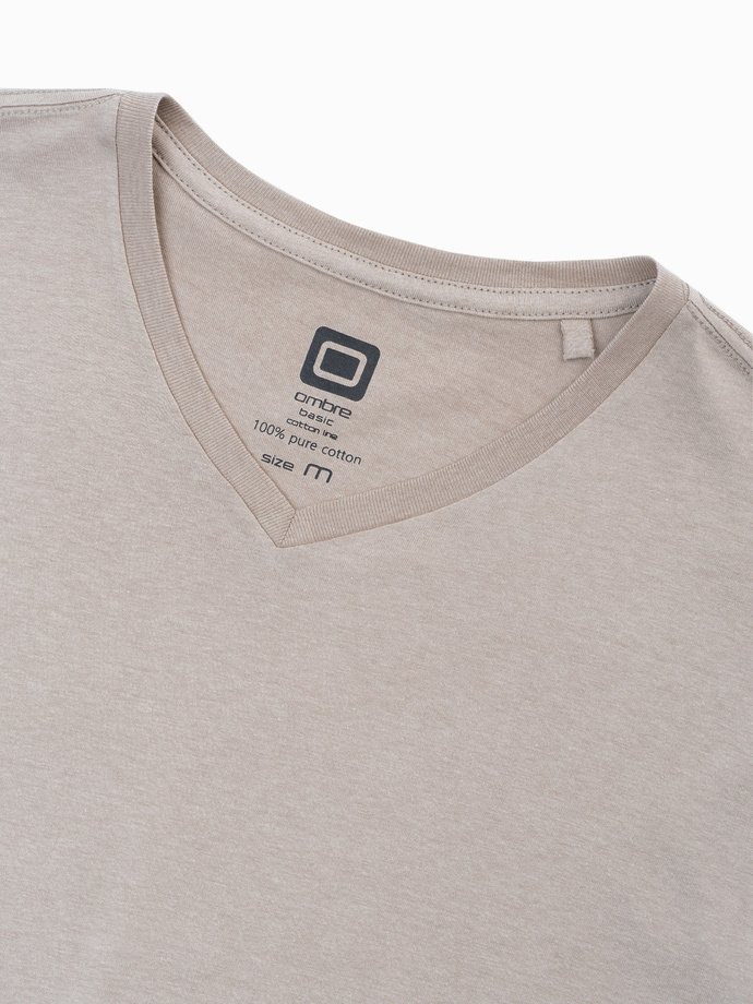 Classic BASIC men's T-shirt with a serape neckline - beige V21 S1369