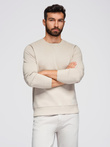 Men's BASIC sweatshirt with round neckline - light beige V1 OM-SSBN-0175