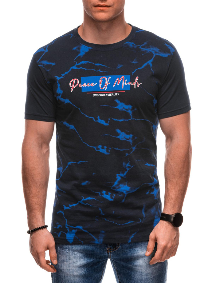 Men's printed t-shirt S2036 - navy blue