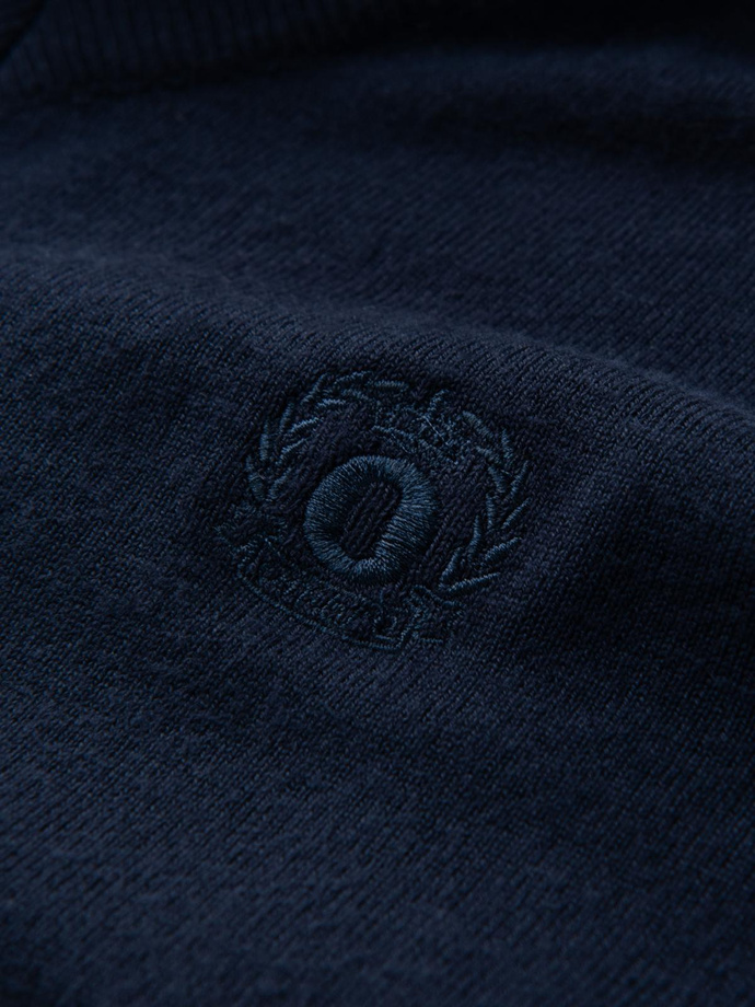 Men's elegant BASIC V-neck sweater with viscose - navy blue V2 OM-SWBS-0107