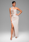 Evening dress LA-OM-DLR063 Regular Fit ecru