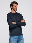 Men's knitted half turtleneck with viscose - navy blue V4 OM-SWTN-0125