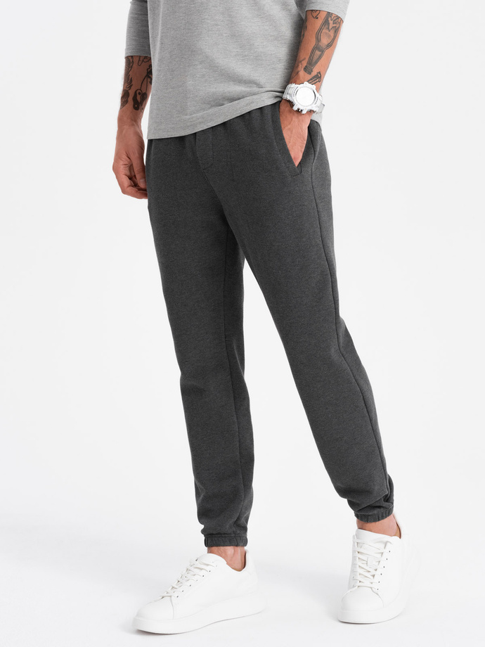 CARROT men's structured knit sweatpants - graphite melange V1 OM-PASK-0143