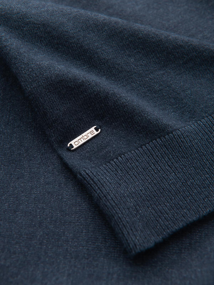 Dzianinowy męski golf z wiskozą – granatowy melanż V4 OM-SWTN-0127