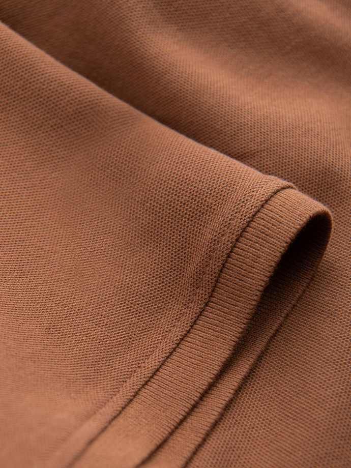 Men's BASIC single color pique knit polo shirt - brown V23 OM-POBS-0100