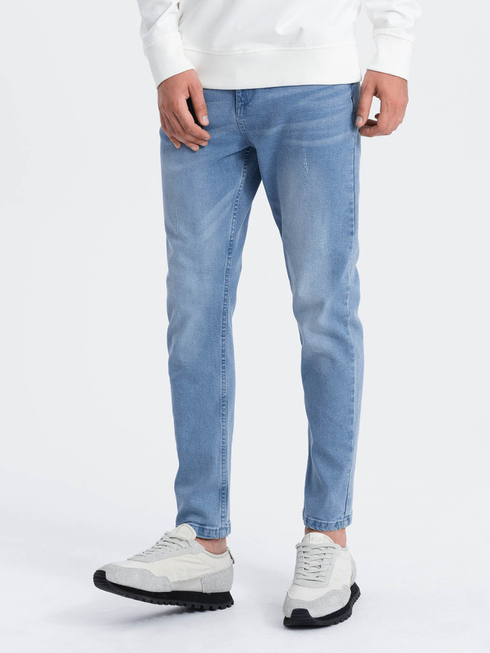 Spodnie męskie jeansowe SKINNY FIT z kieszeniami chino - jasnoniebieskie V2 OM-PADP-0100