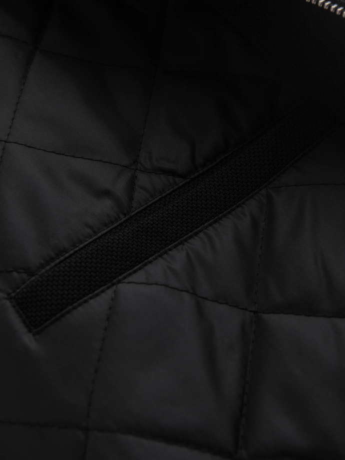 Men's biker jacket with collar and pockets - black V2 OM-JALP-0157