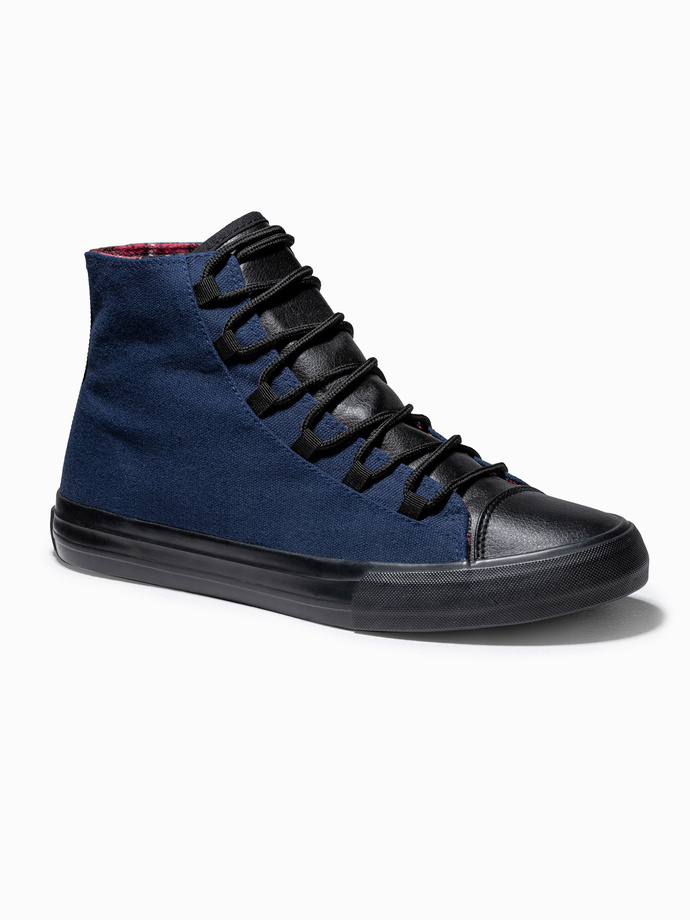 Men's shoes sneakers in combined materials - navy blue V3 OM-FOTH-0143
