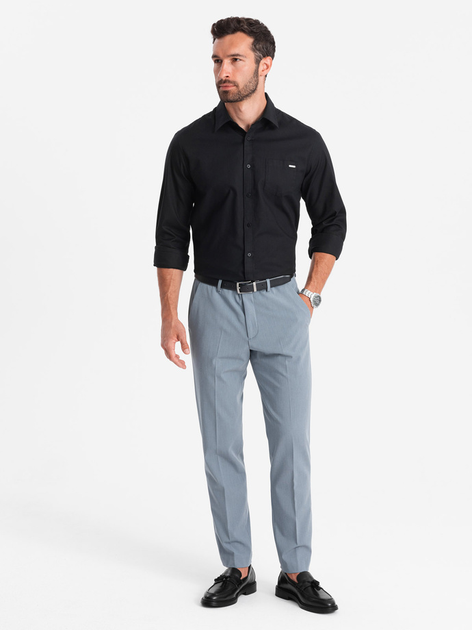 Men's cotton shirt with pocket REGULAR FIT - black V1 OM-SHCS-0147